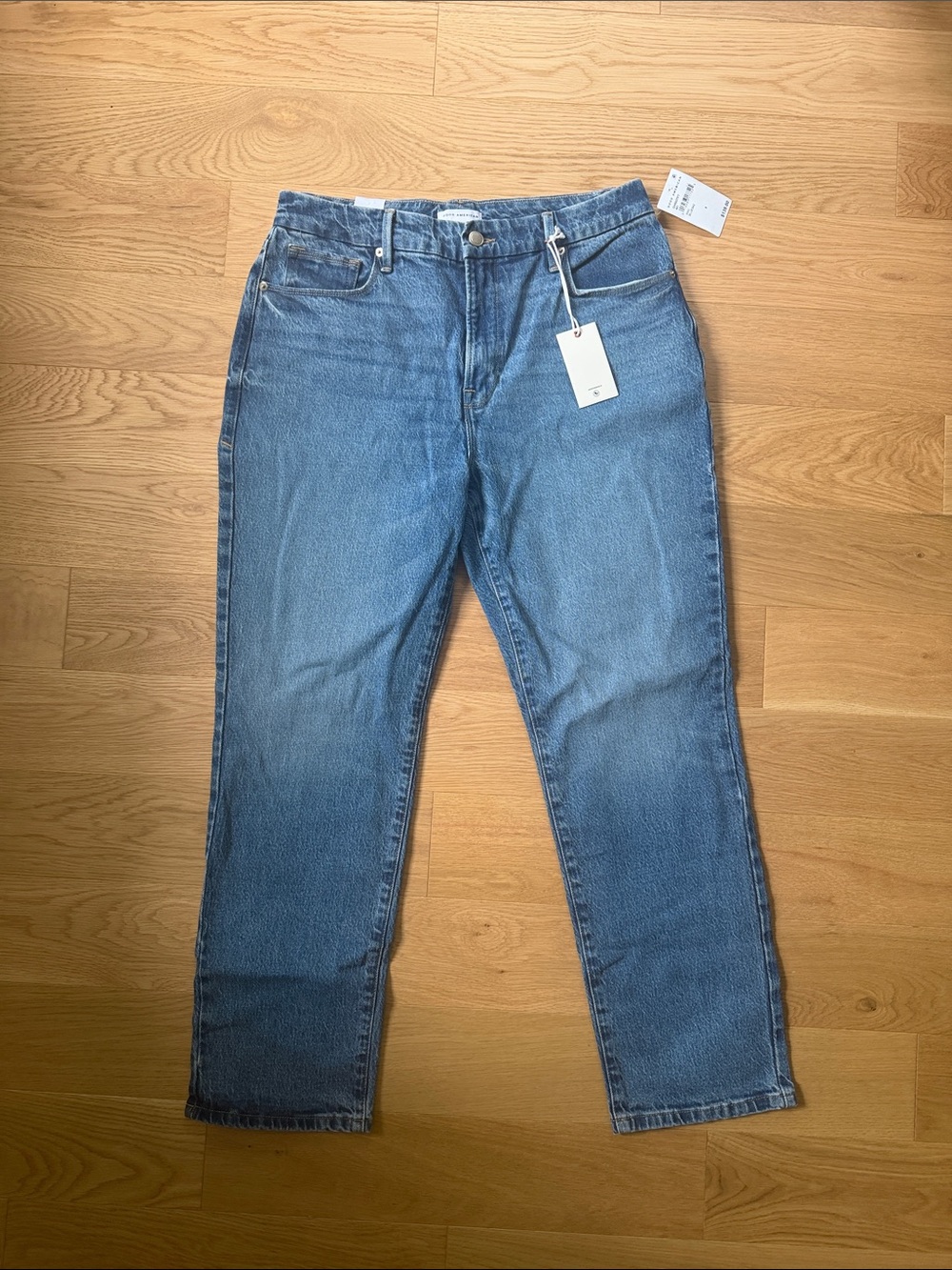 Good American Medium Blue Straight-Leg Jeans